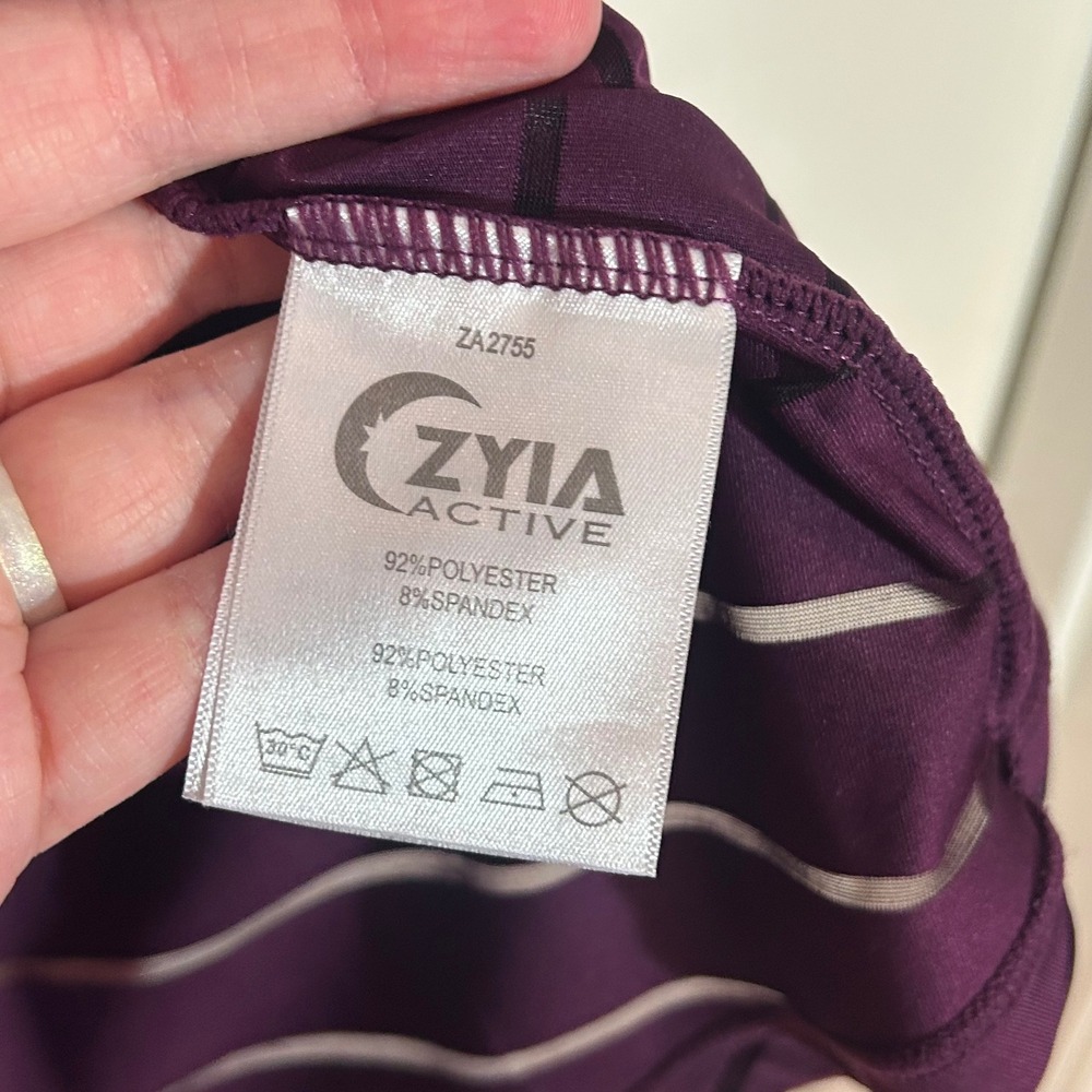 Zyia Active Womens Plum Purple Sheer Mesh Stripe Racerback Tank Top Medium - Picture 4 of 6
